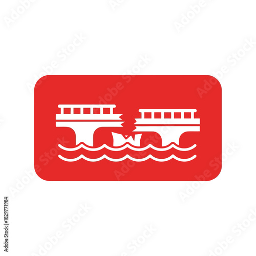 Broken bridge icon: connection failure, crisis, risk symbol vector Vector
