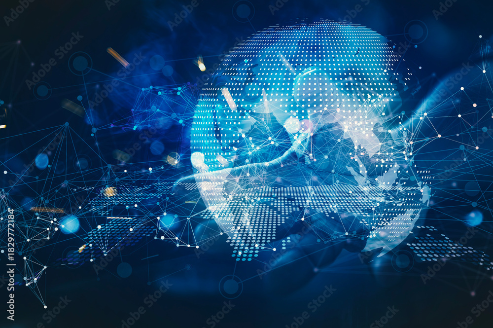 Digital Global Connectivity Network, A high-tech visualization of ...