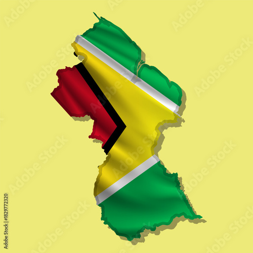 Vector flag Guyana in the form of a map