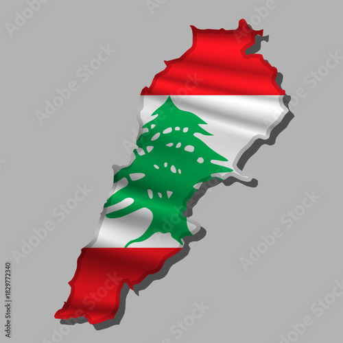 Vector flag Lebanon in the form of a map