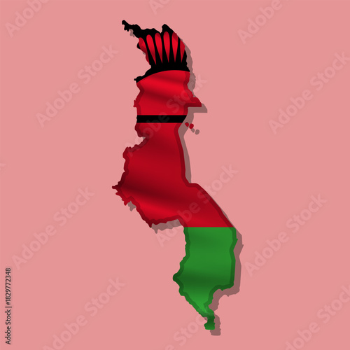 Vector flag Malawi in the form of a map