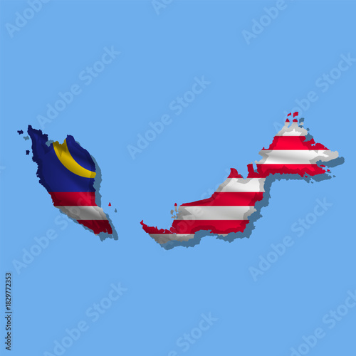 Vector flag Malaysia in the form of a map