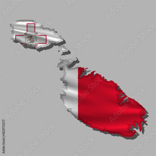 Vector flag Malta in the form of a map