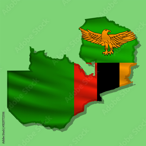 Vector flag Zambia in the form of a map