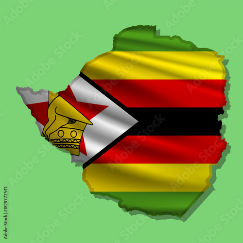 Vector flag Zimbabwe in the form of a map