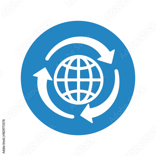 Global network refresh cycle icon   worldwide data flow & connectivity Vector