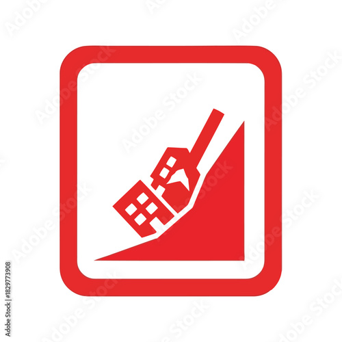 Demolition hazard sign: building collapse warning icon Vector
