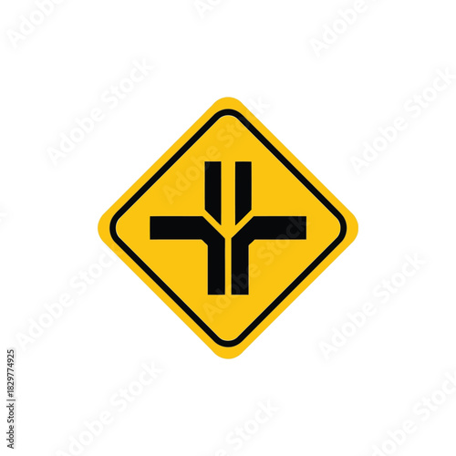 Staggered junction road sign icon   traffic warning vector Vector
