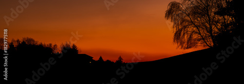 Frosty sunrise view in autumn morning near Vlachovo Brezi CZ