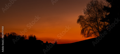 Frosty sunrise view in autumn morning near Vlachovo Brezi CZ