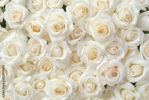 Close-Up View of Fresh White Roses in Elegant Floral Arrangement