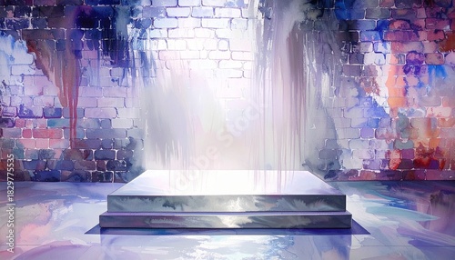 An old pedestal on a forgotten street in a fantasy design