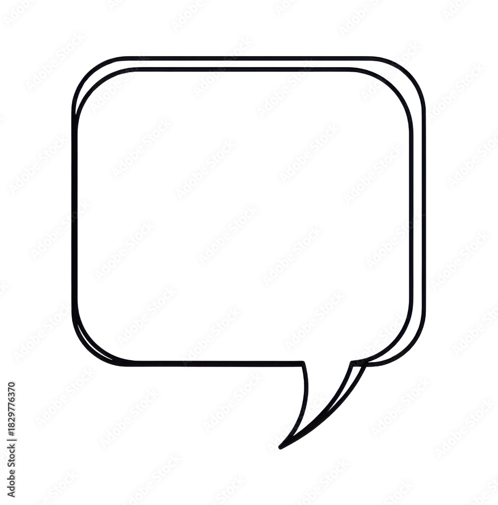 Naklejka premium 白い背景の角丸長方形の吹き出しアイコン