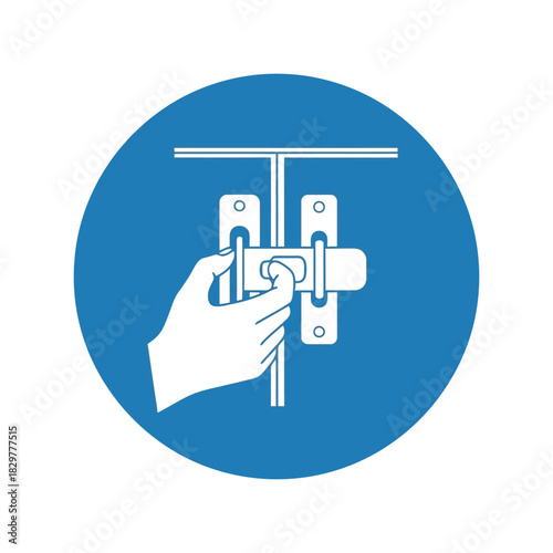 Hand operating door latch security icon   safety vector Vector