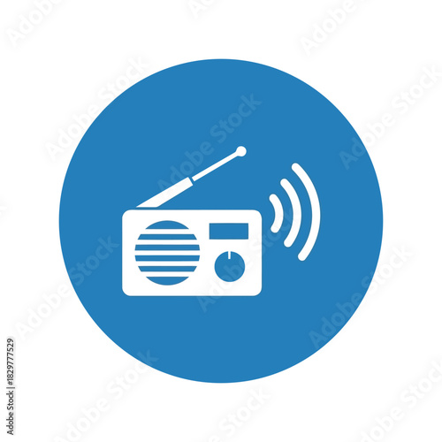 Radio broadcast icon with sound waves   communication symbol Vector