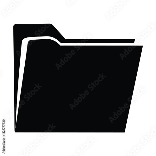 Stylized black folder icon illustration for file management and organization