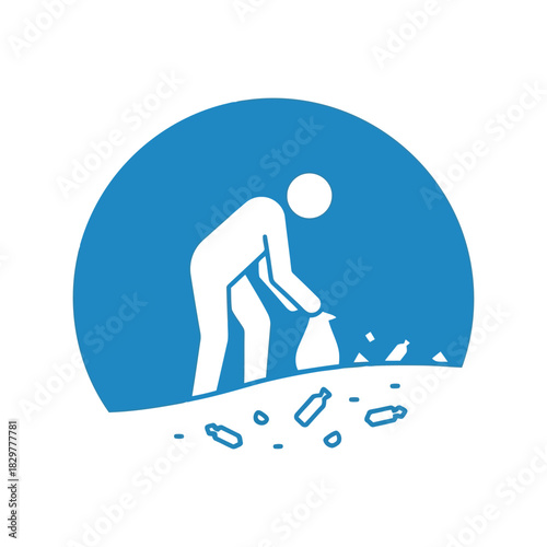 Environmental litter cleanup icon: waste collection & recycling Vector