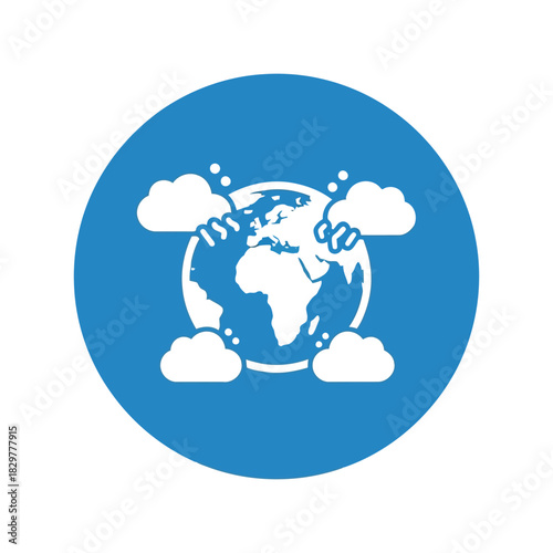 Global weather climate network cloud computing earth icon Vector
