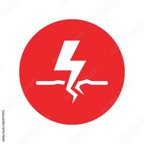 Electrical hazard warning icon with cracked ground symbol Vector