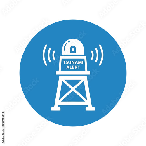 Tsunami alert warning system icon for disaster preparedness Vector
