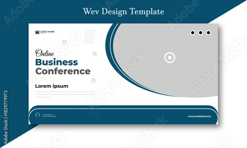 Online business conference web banner design template
