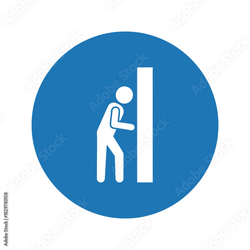 Push door symbol vector icon: safety instruction pictogram Vector