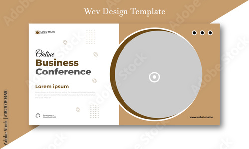 Online business conference web banner design template