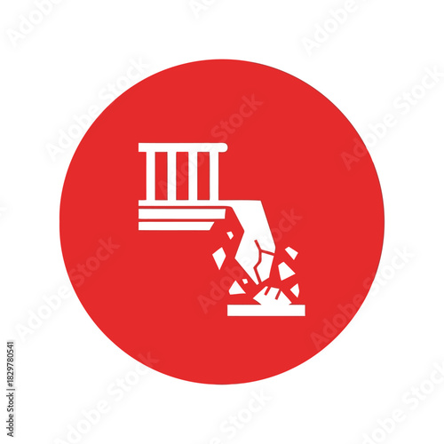 Structural collapse icon: building damage & earthquake hazard sign Vector