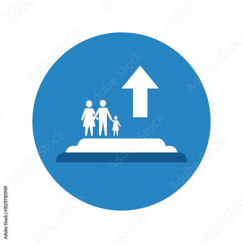 Family progress upward arrow icon   development & future growth Vector