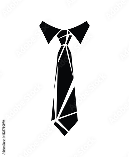 Geometric Neck Tie Silhouette with Abstract Polygon Shapes – Formal Wear Vector Icon on White Background