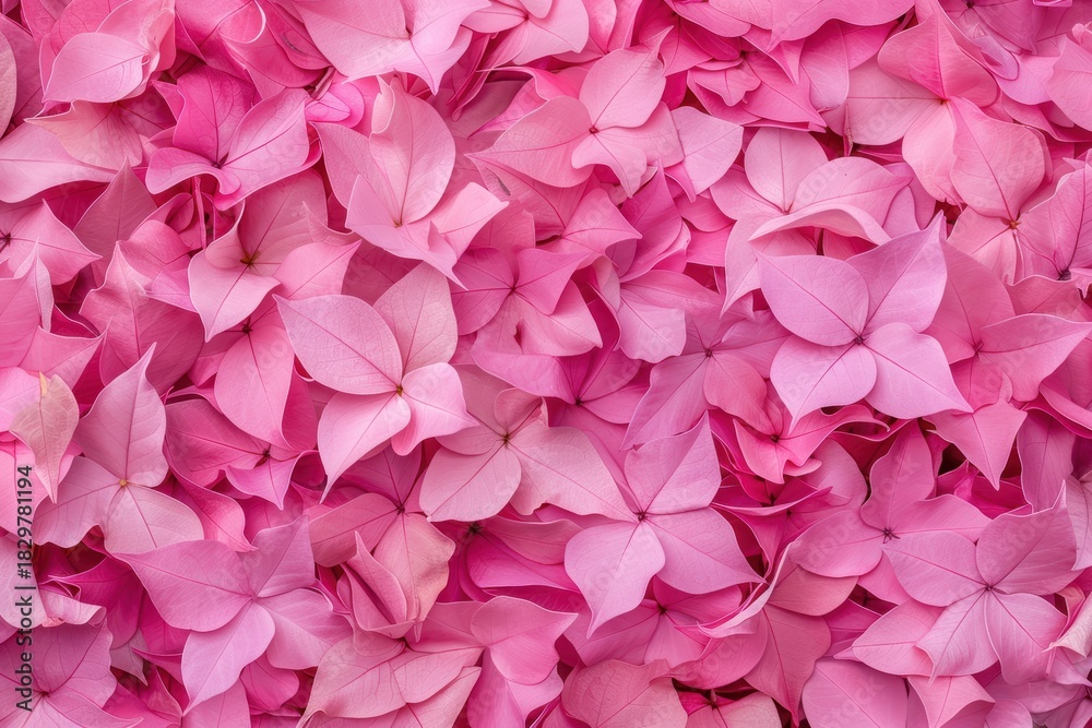 Fototapeta premium Vibrant Pink Bougainvillea Petals Covering a Surface in Nature