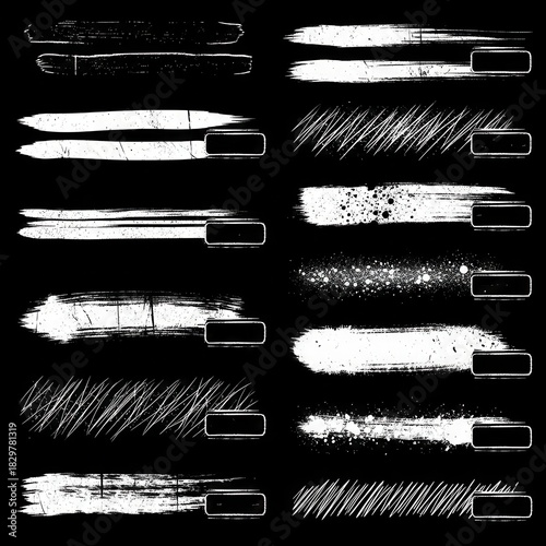 Assorted brush strokes and grunge elements for design projects and graphic design