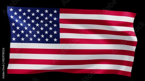 Seamless American flag waving in the wind loop slow motion
