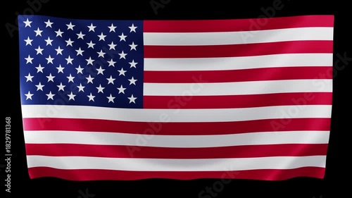 Seamless American flag waving in the wind loop slow motion