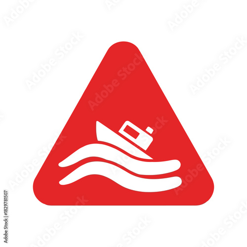 Sinking boat hazard warning sign: marine safety alert icon Vector