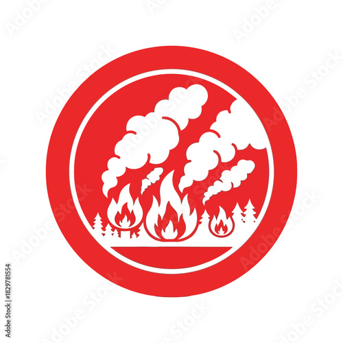 Wildfire warning icon: forest fire hazard alert symbol Vector