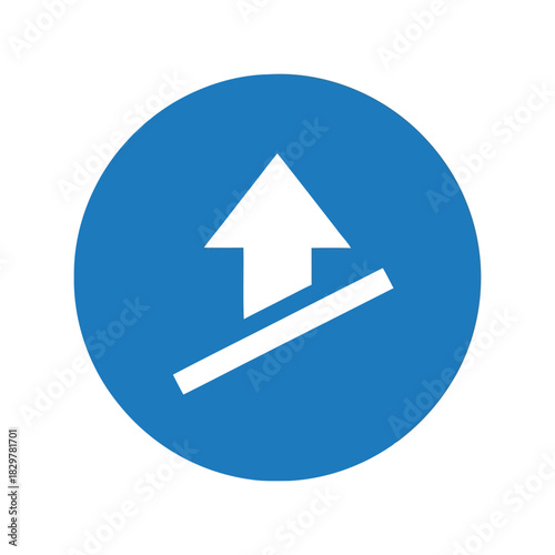 Blue circular upload arrow icon user interface element Vector