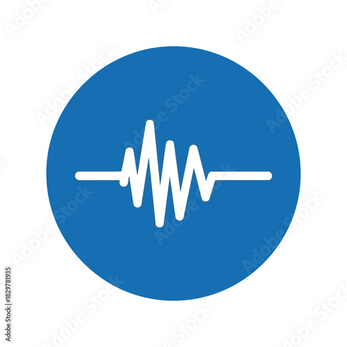 Audio waveform icon: blue circle sound signal vector design Vector
