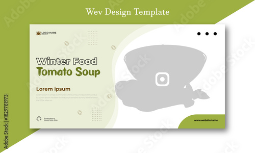 Winter food chicken soup Social media post and flyer design template