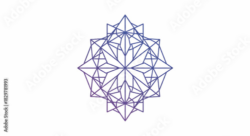 Geometric Mandala Pattern with Purple and Blue Gradient on White Background