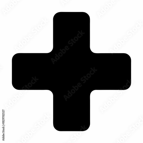 Simple black plus sign on a white background with rounded corners