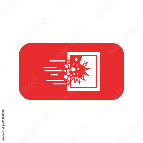 Dynamic breakthrough icon: red barrier shattering success Vector
