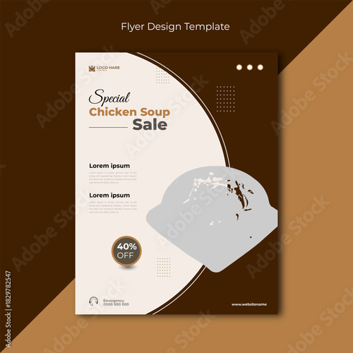 Winter food chicken soup Social media post and flyer design template