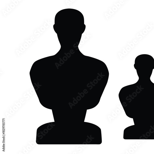 Silhouette of human busts showcasing varying sizes in black and white