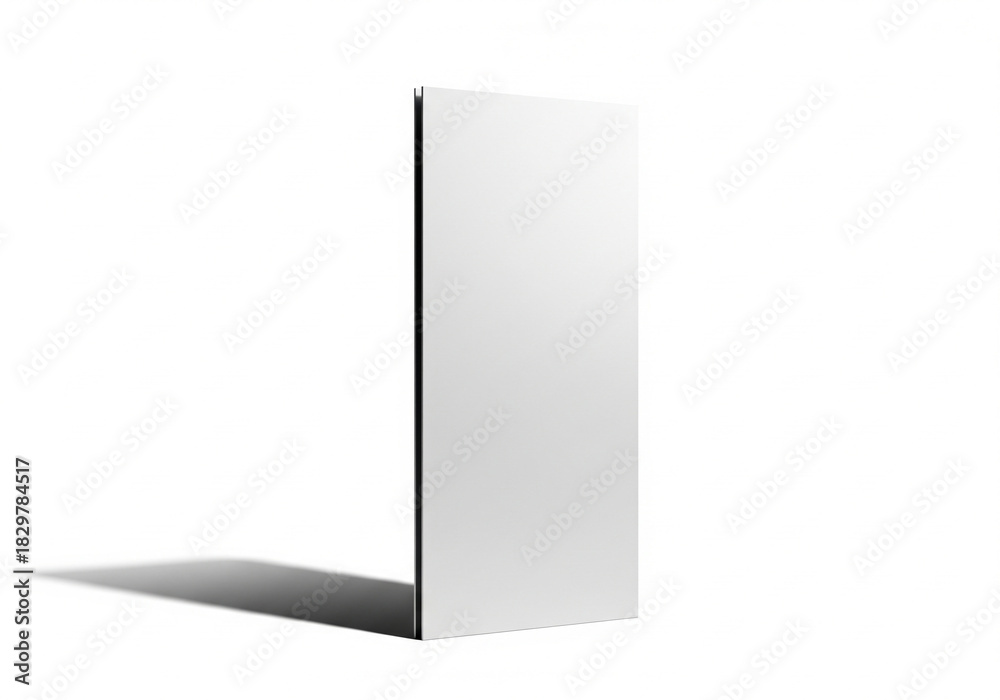 Fototapeta premium A clean, modern three-piece modular signage system mockup, standing blank and white on an isolated background with a soft shadow