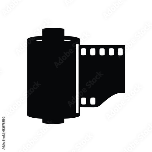 Black and white film roll photography concept, illustrating vintage photo technology