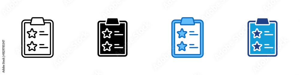 Fototapeta premium Task Priority Multiple Style Icon Design Vector - clipboard with marked items representing prioritization, task management, and workflow planning