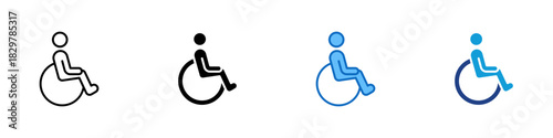 Disability Multiple Style Icon Design Vector - person sitting in a wheelchair symbol representing disability, inclusivity, and accessibility awareness