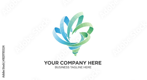 Abstract Swirl Logo Design with Blue and Green Gradient Ribbons
