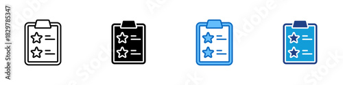 Task Priority Multiple Style Icon Design Vector - clipboard with marked items representing prioritization, task management, and workflow planning
